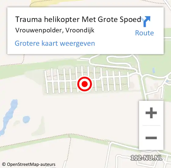 Locatie op kaart van de 112 melding: Trauma helikopter Met Grote Spoed Naar Vrouwenpolder, Vroondijk op 22 juni 2024 21:23