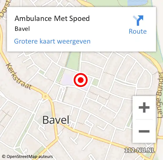 Locatie op kaart van de 112 melding: Ambulance Met Spoed Naar Bavel op 22 juni 2024 21:28