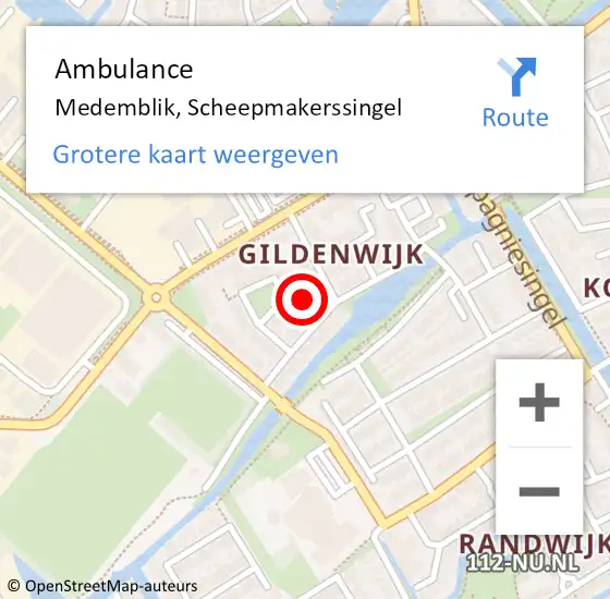 Locatie op kaart van de 112 melding: Ambulance Medemblik, Scheepmakerssingel op 22 juni 2024 21:31