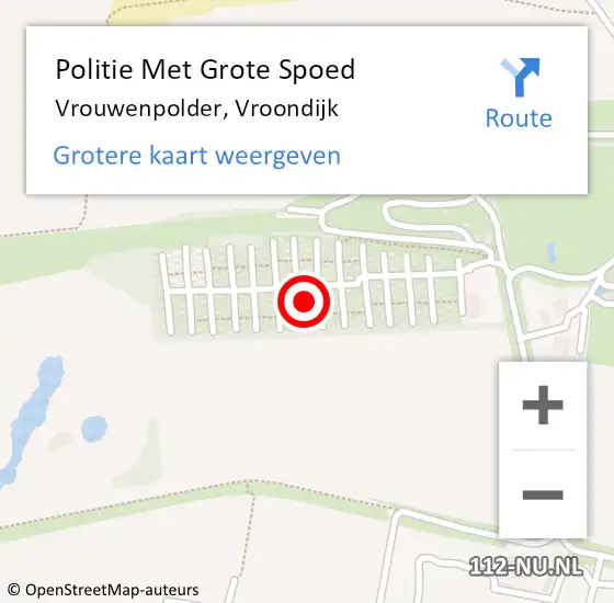 Locatie op kaart van de 112 melding: Politie Met Grote Spoed Naar Vrouwenpolder, Vroondijk op 22 juni 2024 21:35