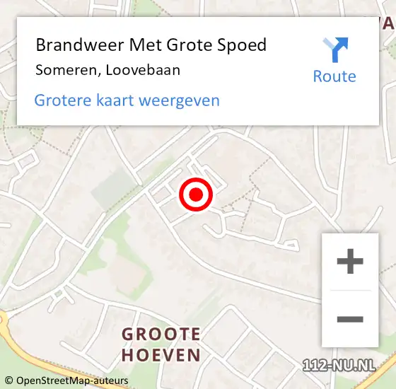 Locatie op kaart van de 112 melding: Brandweer Met Grote Spoed Naar Someren, Loovebaan op 22 juni 2024 21:36