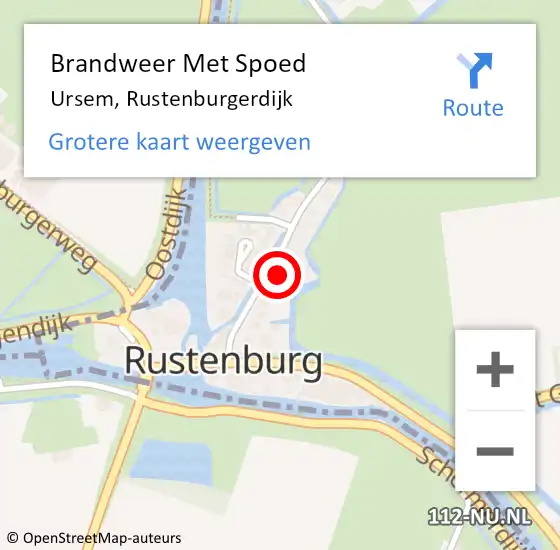 Locatie op kaart van de 112 melding: Brandweer Met Spoed Naar Ursem, Rustenburgerdijk op 22 juni 2024 21:39