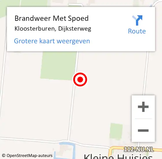 Locatie op kaart van de 112 melding: Brandweer Met Spoed Naar Kloosterburen, Dijksterweg op 22 juni 2024 21:50