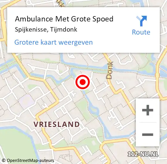 Locatie op kaart van de 112 melding: Ambulance Met Grote Spoed Naar Spijkenisse, Tijmdonk op 22 juni 2024 22:01