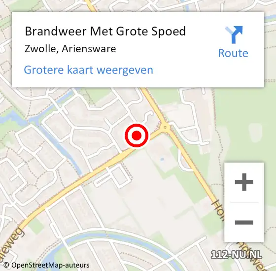 Locatie op kaart van de 112 melding: Brandweer Met Grote Spoed Naar Zwolle, Ariensware op 22 juni 2024 22:06