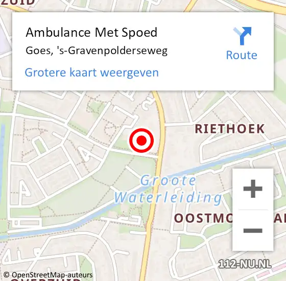 Locatie op kaart van de 112 melding: Ambulance Met Spoed Naar Goes, 's-Gravenpolderseweg op 22 juni 2024 22:12