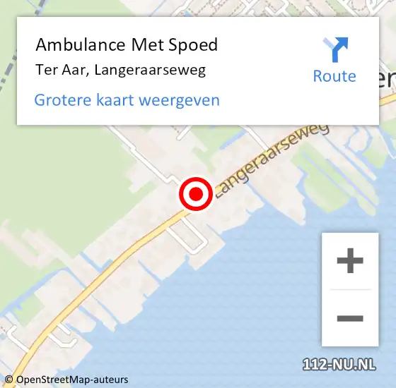 Locatie op kaart van de 112 melding: Ambulance Met Spoed Naar Ter Aar, Langeraarseweg op 10 oktober 2014 11:58