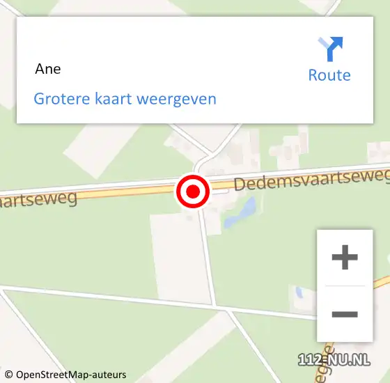 Locatie op kaart van de 112 melding:  Ane op 22 juni 2024 22:18