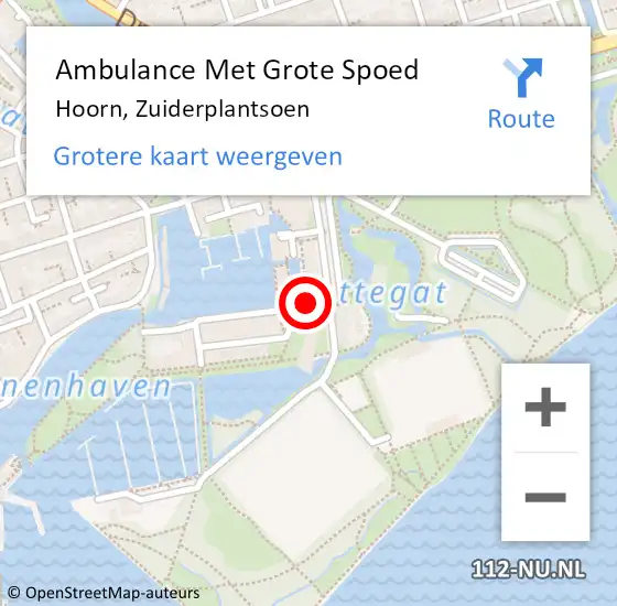 Locatie op kaart van de 112 melding: Ambulance Met Grote Spoed Naar Hoorn, Zuiderplantsoen op 22 juni 2024 22:26