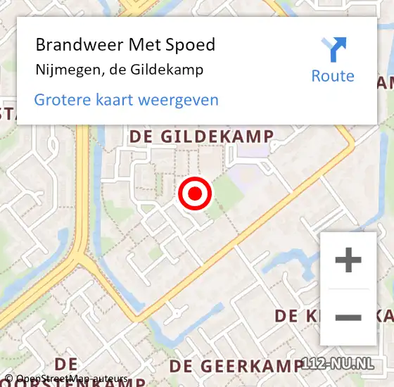 Locatie op kaart van de 112 melding: Brandweer Met Spoed Naar Nijmegen, de Gildekamp op 22 juni 2024 22:44