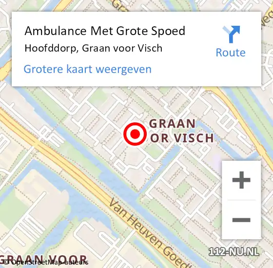 Locatie op kaart van de 112 melding: Ambulance Met Grote Spoed Naar Hoofddorp, Graan voor Visch op 22 juni 2024 22:47