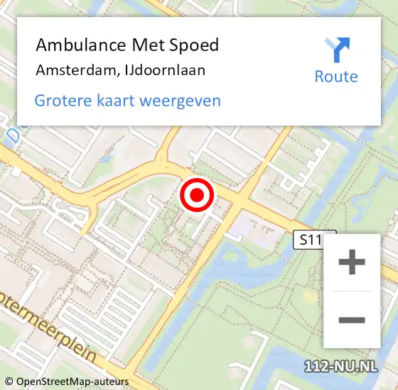 Locatie op kaart van de 112 melding: Ambulance Met Spoed Naar Amsterdam, IJdoornlaan op 22 juni 2024 22:48