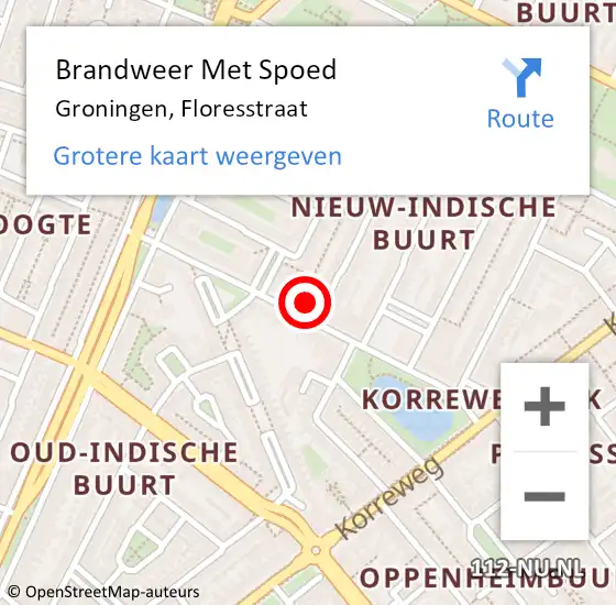 Locatie op kaart van de 112 melding: Brandweer Met Spoed Naar Groningen, Floresstraat op 22 juni 2024 22:51