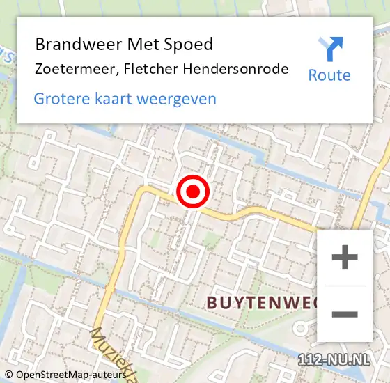 Locatie op kaart van de 112 melding: Brandweer Met Spoed Naar Zoetermeer, Fletcher Hendersonrode op 22 juni 2024 23:11