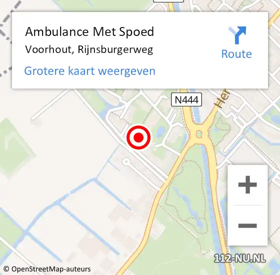 Locatie op kaart van de 112 melding: Ambulance Met Spoed Naar Voorhout, Rijnsburgerweg op 22 juni 2024 23:14