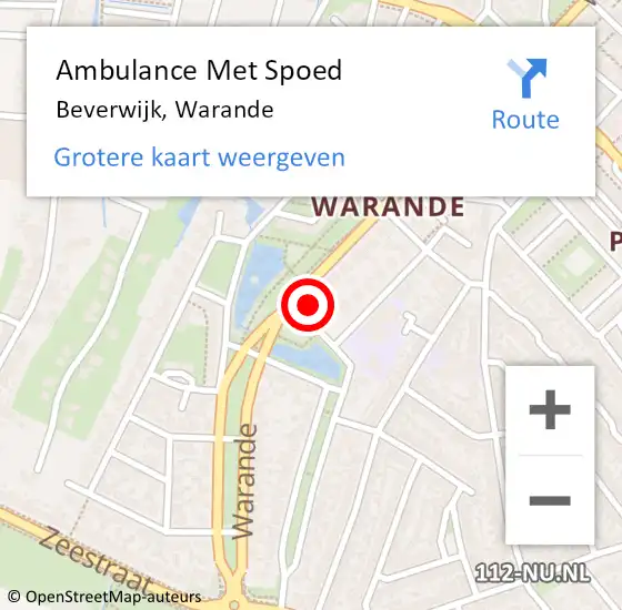 Locatie op kaart van de 112 melding: Ambulance Met Spoed Naar Beverwijk, Warande op 22 juni 2024 23:17