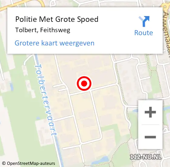 Locatie op kaart van de 112 melding: Politie Met Grote Spoed Naar Tolbert, Feithsweg op 22 juni 2024 23:22