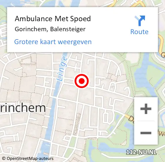 Locatie op kaart van de 112 melding: Ambulance Met Spoed Naar Gorinchem, Balensteiger op 22 juni 2024 23:24