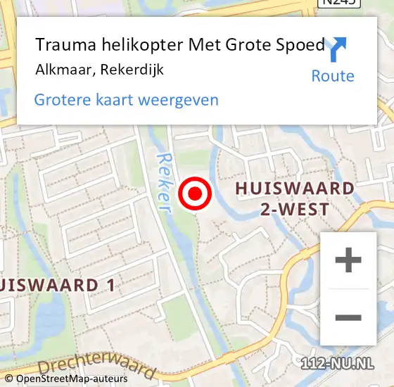 Locatie op kaart van de 112 melding: Trauma helikopter Met Grote Spoed Naar Alkmaar, Rekerdijk op 22 juni 2024 23:28