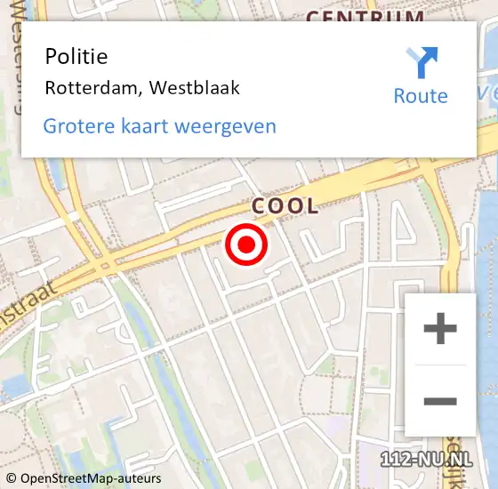 Locatie op kaart van de 112 melding: Politie Rotterdam, Westblaak op 22 juni 2024 23:30