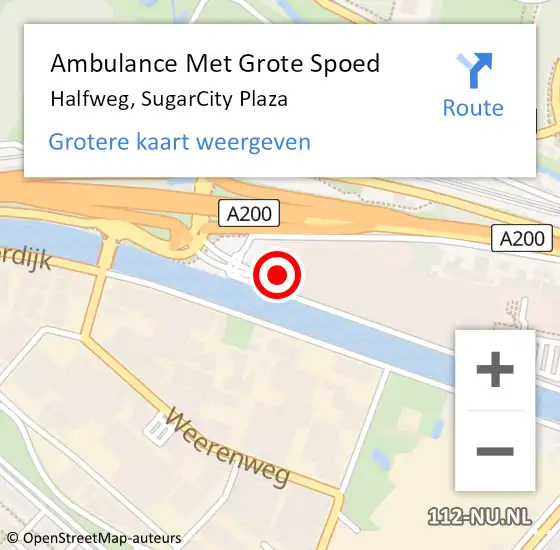 Locatie op kaart van de 112 melding: Ambulance Met Grote Spoed Naar Halfweg, SugarCity Plaza op 22 juni 2024 23:31