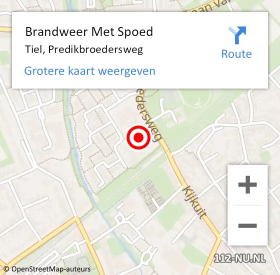 Locatie op kaart van de 112 melding: Brandweer Met Spoed Naar Tiel, Predikbroedersweg op 22 juni 2024 23:31