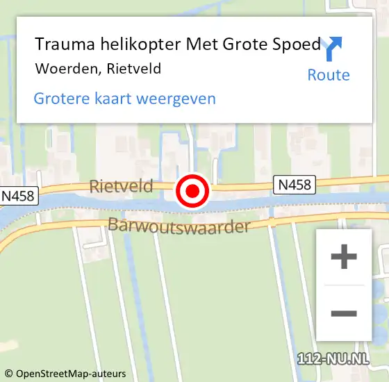 Locatie op kaart van de 112 melding: Trauma helikopter Met Grote Spoed Naar Woerden, Rietveld op 23 juni 2024 00:15