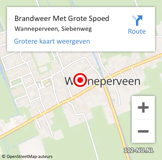 Locatie op kaart van de 112 melding: Brandweer Met Grote Spoed Naar Wanneperveen, Siebenweg op 10 oktober 2014 12:07