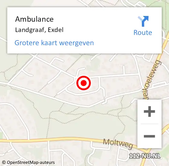 Locatie op kaart van de 112 melding: Ambulance Landgraaf, Exdel op 10 oktober 2014 12:10