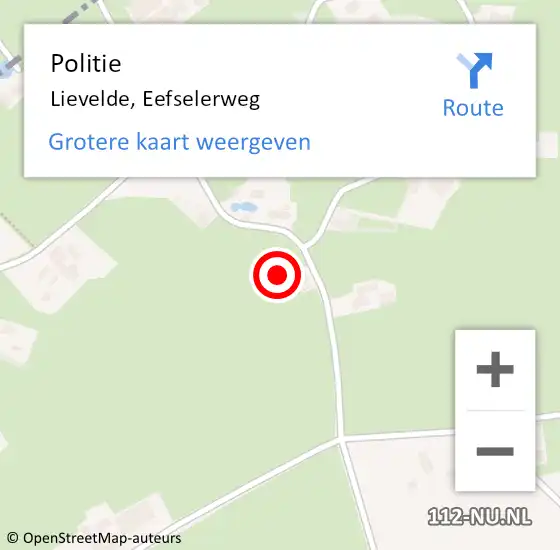 Locatie op kaart van de 112 melding: Politie Lievelde, Eefselerweg op 23 juni 2024 01:10