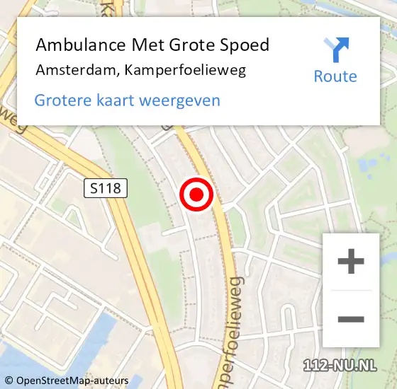 Locatie op kaart van de 112 melding: Ambulance Met Grote Spoed Naar Amsterdam, Kamperfoelieweg op 23 juni 2024 01:14