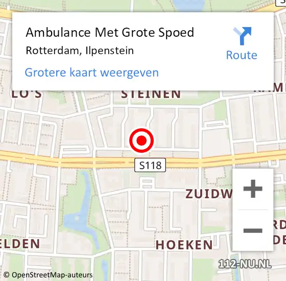 Locatie op kaart van de 112 melding: Ambulance Met Grote Spoed Naar Rotterdam, Ilpenstein op 23 juni 2024 01:18