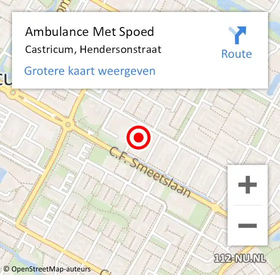 Locatie op kaart van de 112 melding: Ambulance Met Spoed Naar Castricum, Hendersonstraat op 23 juni 2024 01:20