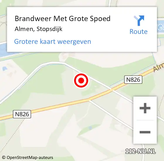 Locatie op kaart van de 112 melding: Brandweer Met Grote Spoed Naar Almen, Stopsdijk op 23 juni 2024 01:30