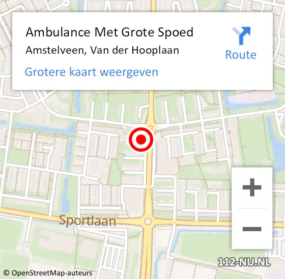 Locatie op kaart van de 112 melding: Ambulance Met Grote Spoed Naar Amstelveen, Van der Hooplaan op 23 juni 2024 02:02