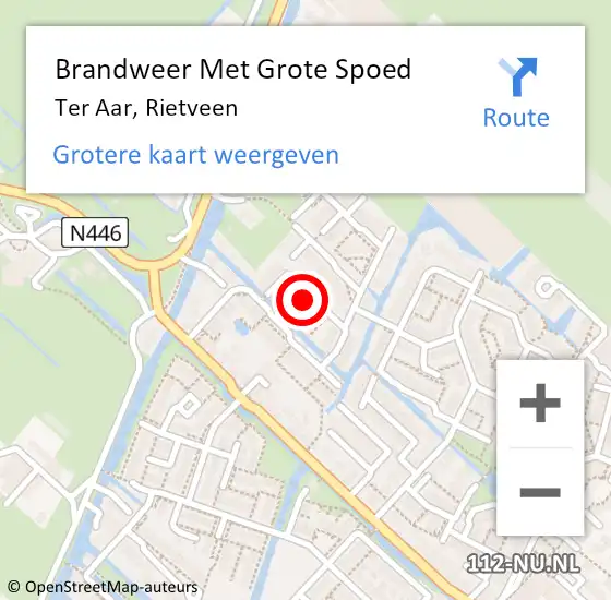 Locatie op kaart van de 112 melding: Brandweer Met Grote Spoed Naar Ter Aar, Rietveen op 23 juni 2024 02:55