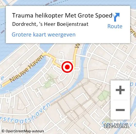 Locatie op kaart van de 112 melding: Trauma helikopter Met Grote Spoed Naar Dordrecht, 's Heer Boeijenstraat op 23 juni 2024 03:03
