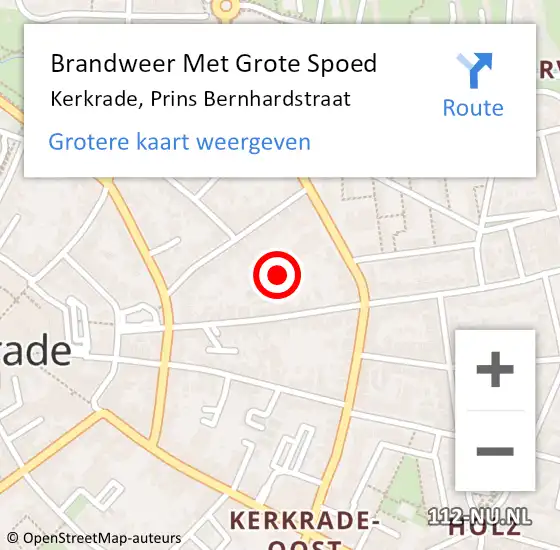 Locatie op kaart van de 112 melding: Brandweer Met Grote Spoed Naar Kerkrade, Prins Bernhardstraat op 23 juni 2024 03:14