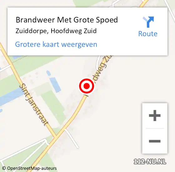 Locatie op kaart van de 112 melding: Brandweer Met Grote Spoed Naar Zuiddorpe, Hoofdweg Zuid op 23 juni 2024 03:15