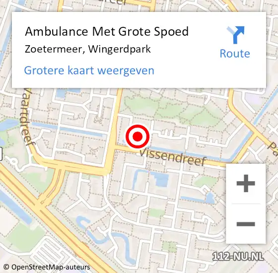 Locatie op kaart van de 112 melding: Ambulance Met Grote Spoed Naar Zoetermeer, Wingerdpark op 23 juni 2024 03:29