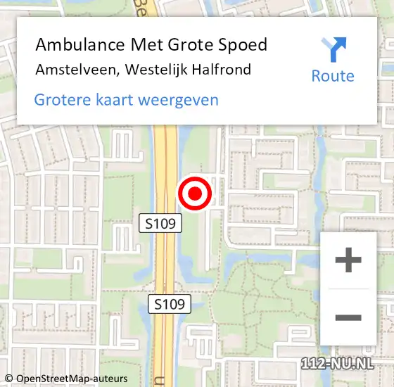 Locatie op kaart van de 112 melding: Ambulance Met Grote Spoed Naar Amstelveen, Westelijk Halfrond op 23 juni 2024 03:56