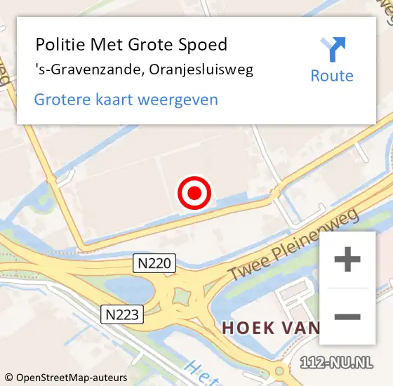 Locatie op kaart van de 112 melding: Politie Met Grote Spoed Naar 's-Gravenzande, Oranjesluisweg op 23 juni 2024 03:57