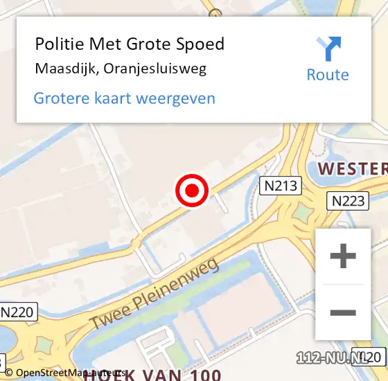 Locatie op kaart van de 112 melding: Politie Met Grote Spoed Naar Maasdijk, Oranjesluisweg op 23 juni 2024 03:58