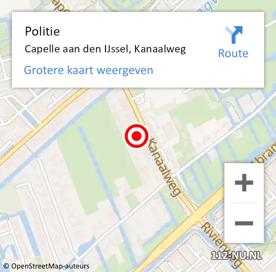 Locatie op kaart van de 112 melding: Politie Capelle aan den IJssel, Kanaalweg op 23 juni 2024 04:41