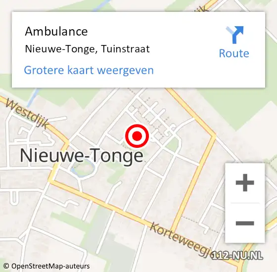 Locatie op kaart van de 112 melding: Ambulance Nieuwe-Tonge, Tuinstraat op 10 oktober 2014 12:21