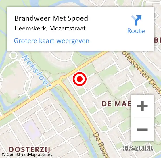 Locatie op kaart van de 112 melding: Brandweer Met Spoed Naar Heemskerk, Mozartstraat op 23 juni 2024 04:58