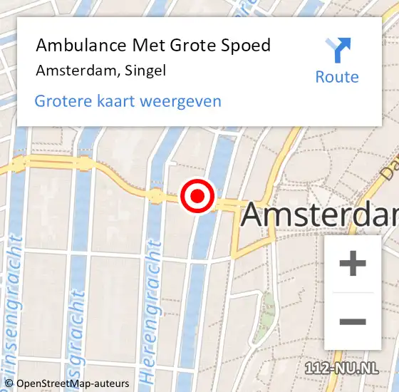 Locatie op kaart van de 112 melding: Ambulance Met Grote Spoed Naar Amsterdam, Singel op 23 juni 2024 05:14