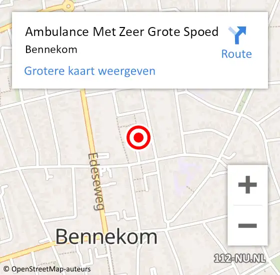 Locatie op kaart van de 112 melding: Ambulance Met Zeer Grote Spoed Naar Bennekom op 23 juni 2024 06:14