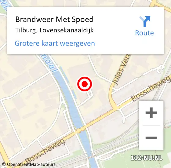 Locatie op kaart van de 112 melding: Brandweer Met Spoed Naar Tilburg, Lovensekanaaldijk op 23 juni 2024 06:48