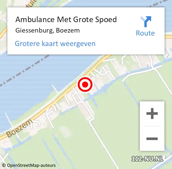 Locatie op kaart van de 112 melding: Ambulance Met Grote Spoed Naar Giessenburg, Boezem op 23 juni 2024 07:20